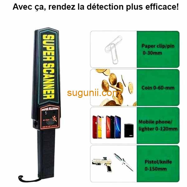 Détecteur de métaux portatif (Sécurité) – SUPER SCANNER – Image 5
