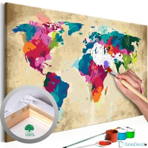 Peinture par numéros Carte du Monde Multicolore